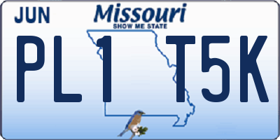 MO license plate PL1T5K