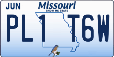MO license plate PL1T6W
