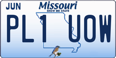 MO license plate PL1U0W
