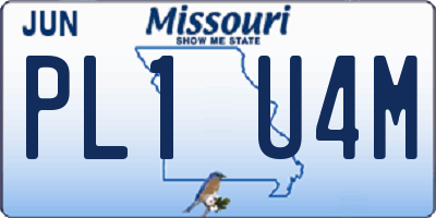 MO license plate PL1U4M