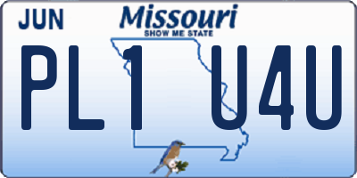 MO license plate PL1U4U