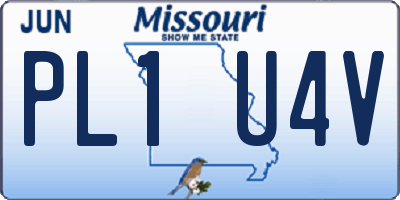MO license plate PL1U4V