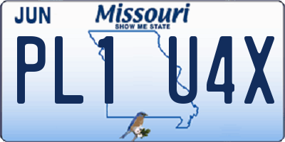 MO license plate PL1U4X