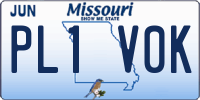 MO license plate PL1V0K