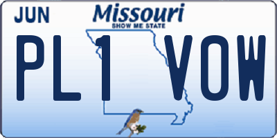 MO license plate PL1V0W