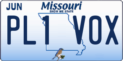 MO license plate PL1V0X
