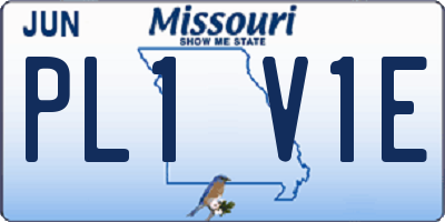 MO license plate PL1V1E