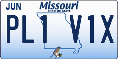 MO license plate PL1V1X