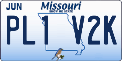 MO license plate PL1V2K