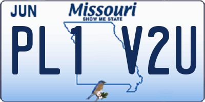 MO license plate PL1V2U