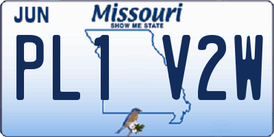 MO license plate PL1V2W