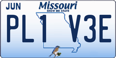 MO license plate PL1V3E