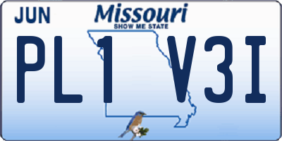 MO license plate PL1V3I