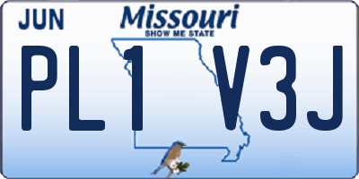 MO license plate PL1V3J
