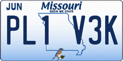 MO license plate PL1V3K