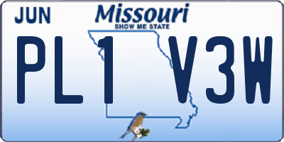 MO license plate PL1V3W