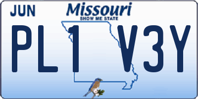 MO license plate PL1V3Y