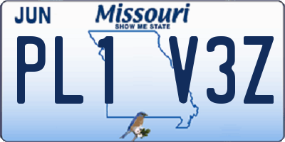 MO license plate PL1V3Z