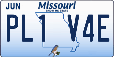 MO license plate PL1V4E