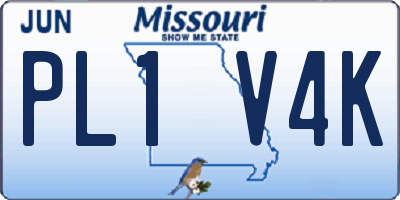 MO license plate PL1V4K