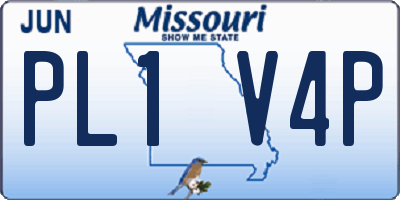 MO license plate PL1V4P