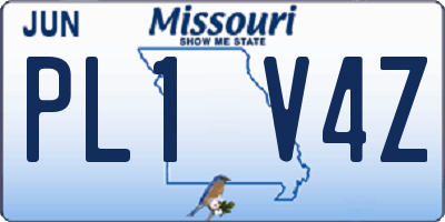 MO license plate PL1V4Z