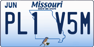 MO license plate PL1V5M