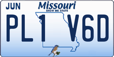 MO license plate PL1V6D
