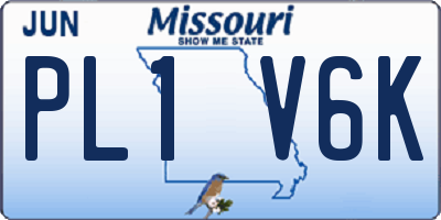 MO license plate PL1V6K