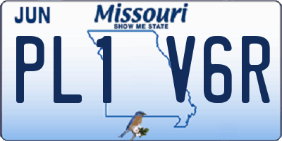 MO license plate PL1V6R