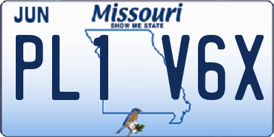 MO license plate PL1V6X