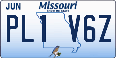MO license plate PL1V6Z