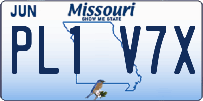 MO license plate PL1V7X