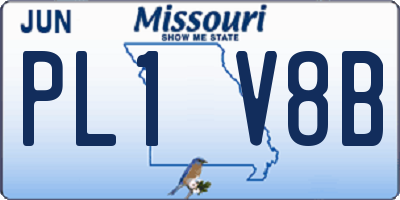 MO license plate PL1V8B