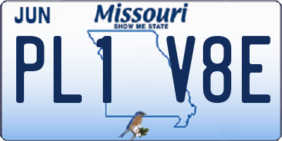 MO license plate PL1V8E