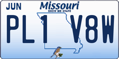 MO license plate PL1V8W