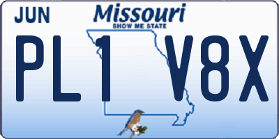 MO license plate PL1V8X