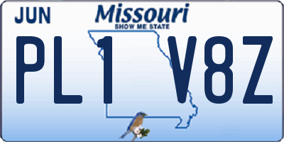 MO license plate PL1V8Z