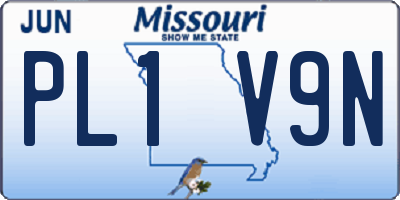 MO license plate PL1V9N