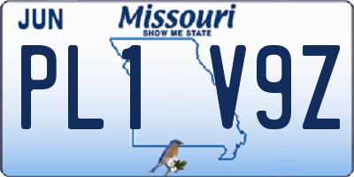 MO license plate PL1V9Z