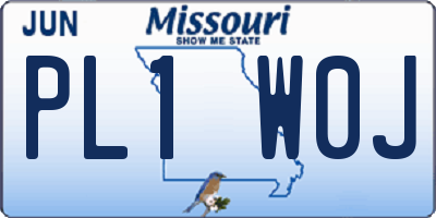 MO license plate PL1W0J