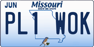 MO license plate PL1W0K