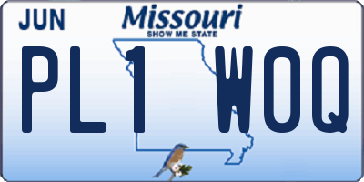MO license plate PL1W0Q