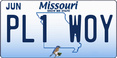 MO license plate PL1W0Y