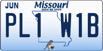 MO license plate PL1W1B
