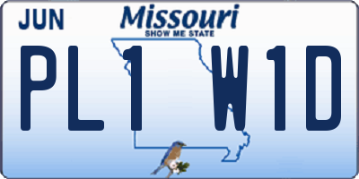 MO license plate PL1W1D