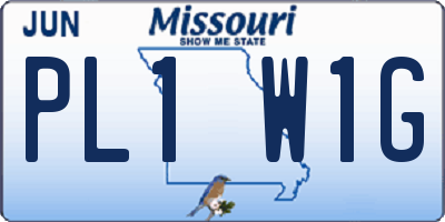 MO license plate PL1W1G