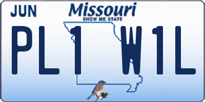 MO license plate PL1W1L