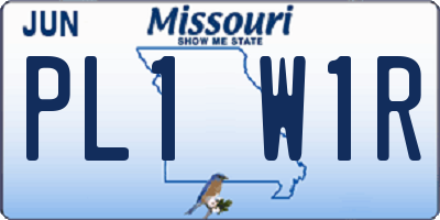 MO license plate PL1W1R