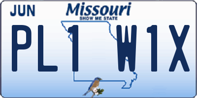 MO license plate PL1W1X